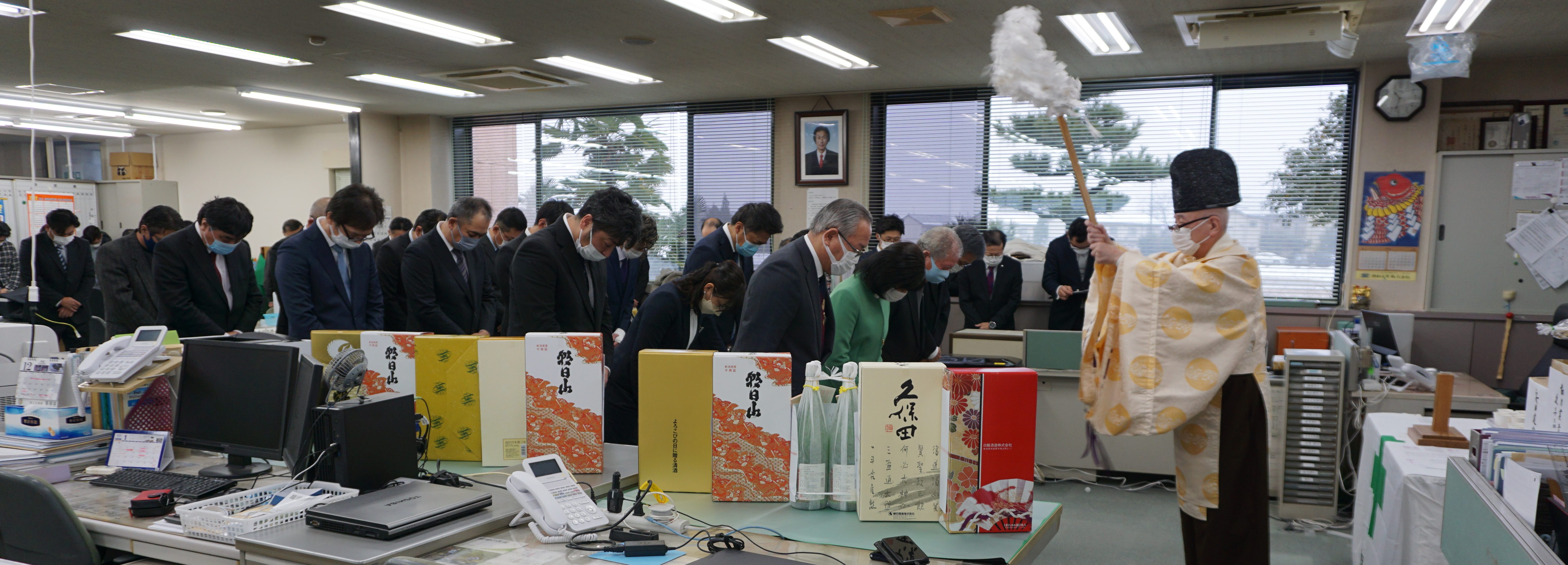 安田八幡宮、宮司様よりお祓いをして頂きました。2022/1/4